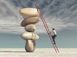Young man climb a ladder © Orlando Florin Rosu