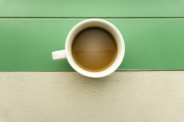 hot Nescafe in cup  view from the top