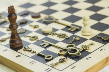 Chess king and keys