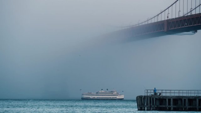 Cargo Ship in the San Francisco Bay under Golden Gate