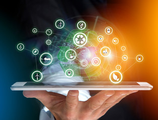 View of a Technology ecologic interface with icon displayed on a technology interface