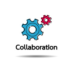 Collaboration concept. Technical of gears. Flat Design creative icon on white background. Vector illustration