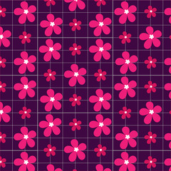 Pink flowers on a purple background