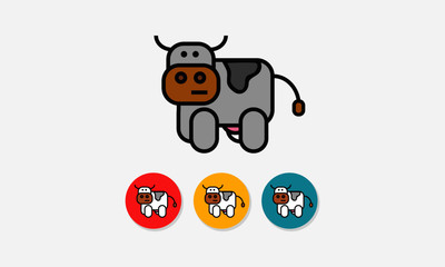 Fototapeta premium Cow Icon (Vector Illustration in Line Art Flat Style Design)