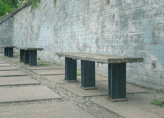 detail of bench,shot at  Southwest University Museum in Chongqing,China.