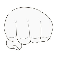 man's hand clenched into fist, outlines, vector concept of strength courage and opposition, logo fighting club