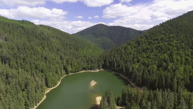 Summer mountain lake Sinevir in the Carpathian mountains