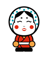 Japanese okame mask cartoon illustration