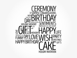 Fototapeta premium Happy 4th birthday word cloud collage concept