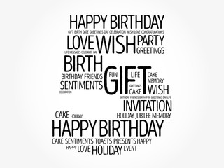 Happy 5th birthday word cloud collage concept