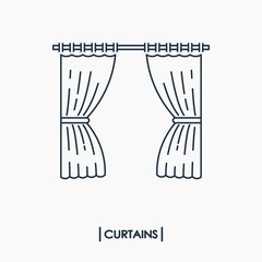 Curtains outline icon isolated