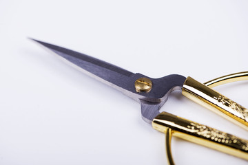 Sewing scissors on white background. Isolated.