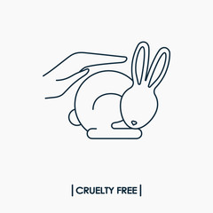 Animal cruelty free logo. Not tested on animals symbol. Rabbit in hands