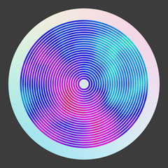 Abstract psychedelic colorful illustration. Modern round label for a vinyl disk. Flowing acid haze. Vivid ethereal background. Element of design.