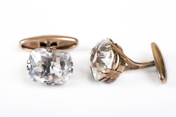 Ancient gold men's cuff links with rock crystal