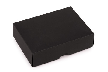 Cardboard black box isolated on a white background