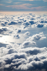 A view of the earth with clouds and the surface of the stratosphere