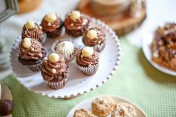 close up of chocolate mini cupcakes