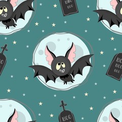 Seamless pattern with Halloween elements. Vector illustration.
