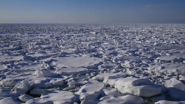 知床半島に接岸した流氷