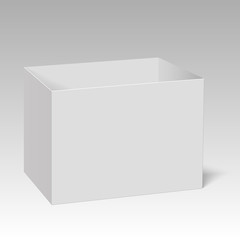 White square opened cardboard box vector template. Paper container for product. Vector illustration.