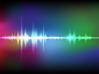 Colorful abstract digital sound wave oscillating background.