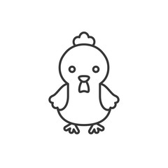 Cute cartoon rooster,hen line icon
