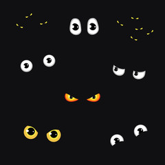 Set of funny and evil eyes in the dark - vector illustration © Kateina