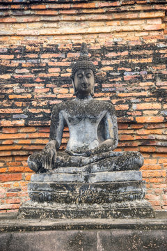 Old and ancient Buddha Image in Sukhothai historical park