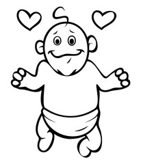 Funny Cartoon Baby in Love Drawing