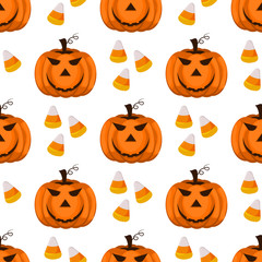 Halloween seamless pattern vector background holiday horror wallpaper cartoon spooky autumn decoration illustration.