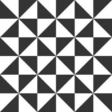 Triangular seamless black and white pattern vector