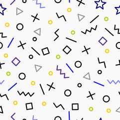 Trendy geometric memphis hipster pattern vector, seamless pattern