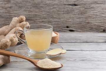 Ginger tea from ground ginger and honey