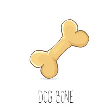 vector funny cartoon cute brown dog bone