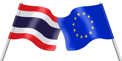 Flags. Thailand and Europe
