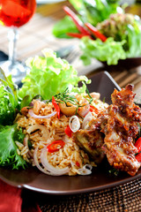 Fried rice with chili paste.