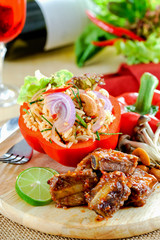 Fried rice with chili paste.