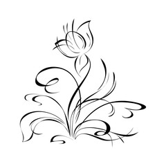 ornament 101. stylized flower in black lines on a white background