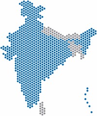 Fototapeta premium Blue circle shape India map on white background. Vector illustration.