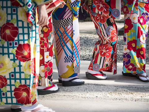 Kimono Japanese dress tradition culture Women wear Kinomo Colorful fabric pattern
