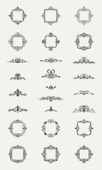 Wicker lines and old decor elements in vector.