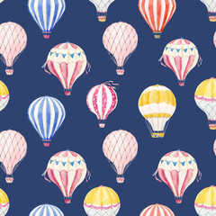 Naklejka premium Watercolor air baloon vector pattern