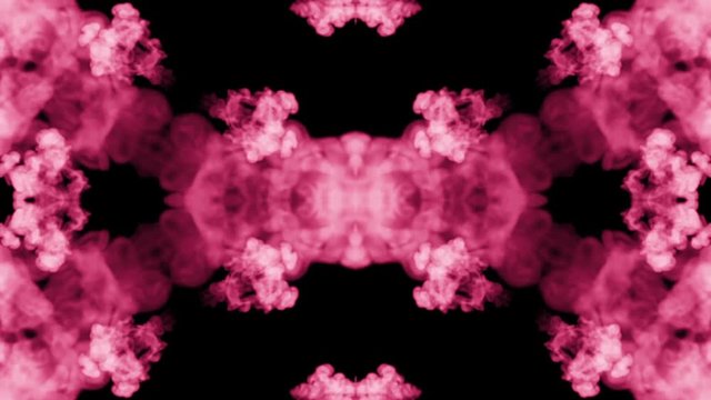 Background like Rorschach inkblot test2. Fluorescent pink ink or smoke, isolated on black in slow motion. Color drop in water. For alpha channel use luma matte as alpha mask