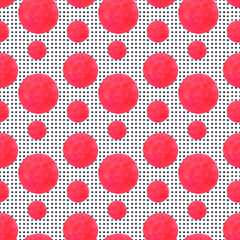 Polka dot seamless pattern, watercolor background