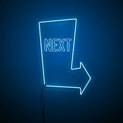Neon arrow sign. Vector illustration.