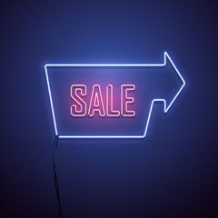 Neon sale sign. Vector illustration.
