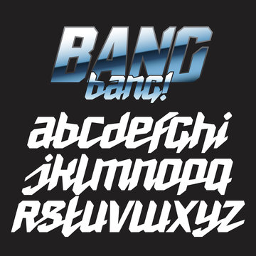 Cool strong futuristic alphabet lettering font - BANG bang!