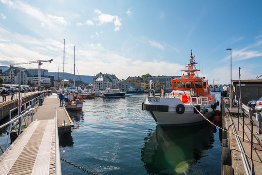  Cruise Ships In Harbor Alesund City. Norway