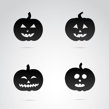 Horror pumpkin head. Helloween vector icon.